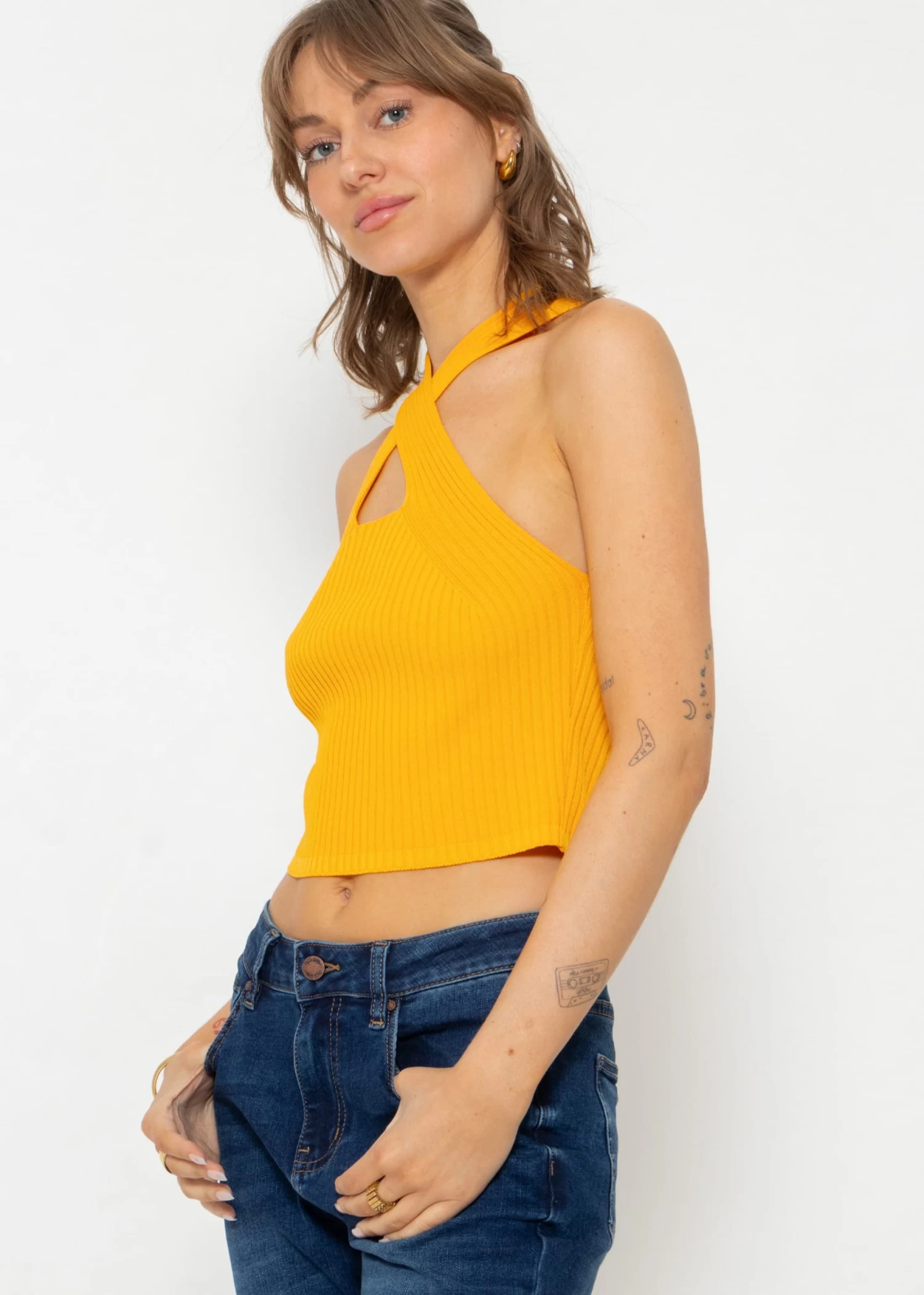 Halterneck Strick Top, Gelb 10 Halterneck Strick Top, Gelb – Bild 8