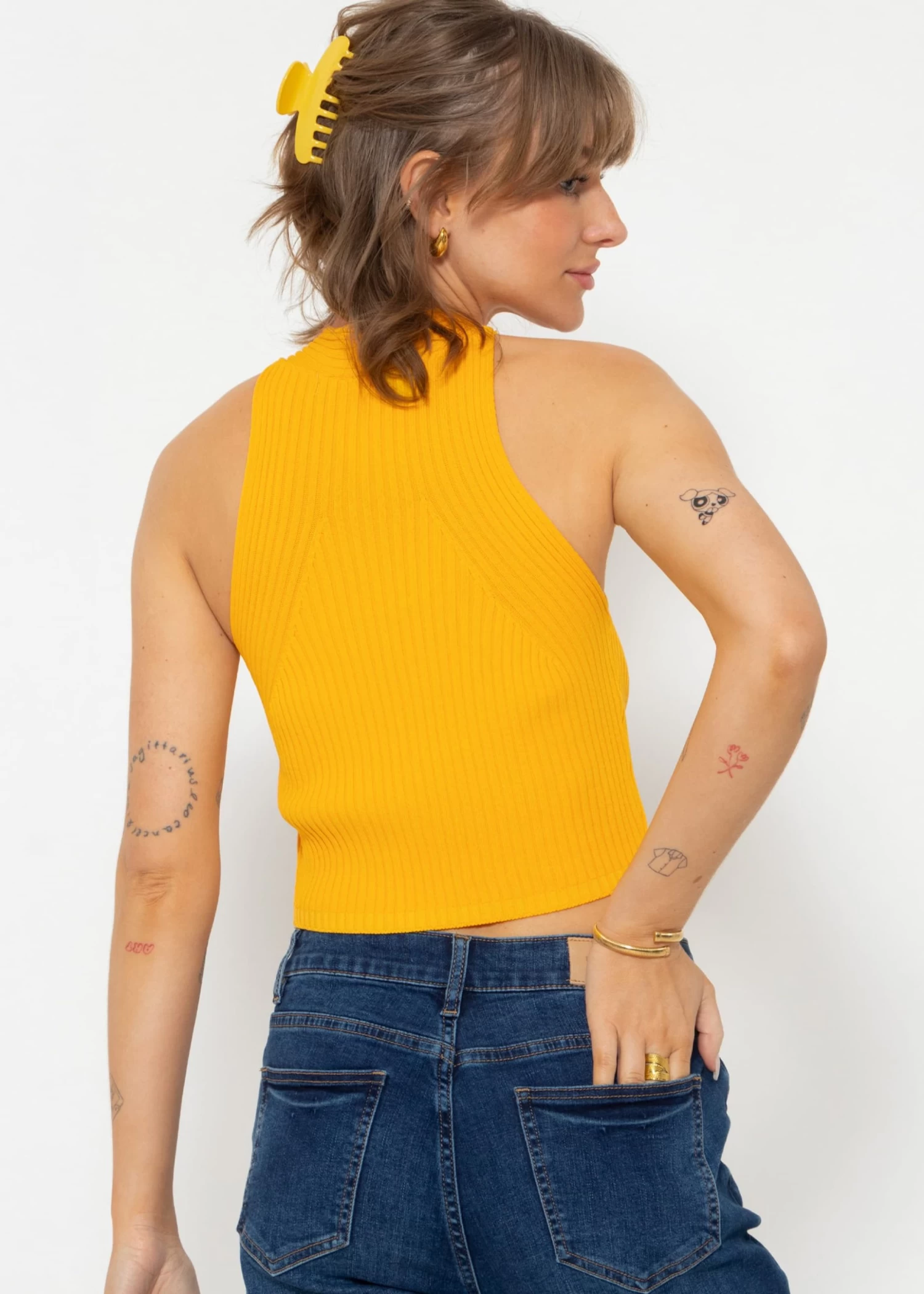 Halterneck Strick Top, Gelb 9 Halterneck Strick Top, Gelb – Bild 7