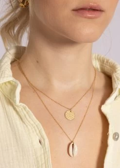 Kombinierte Kette Mit Anhänger Und Muschel, Gold -Sassyclassy A1088