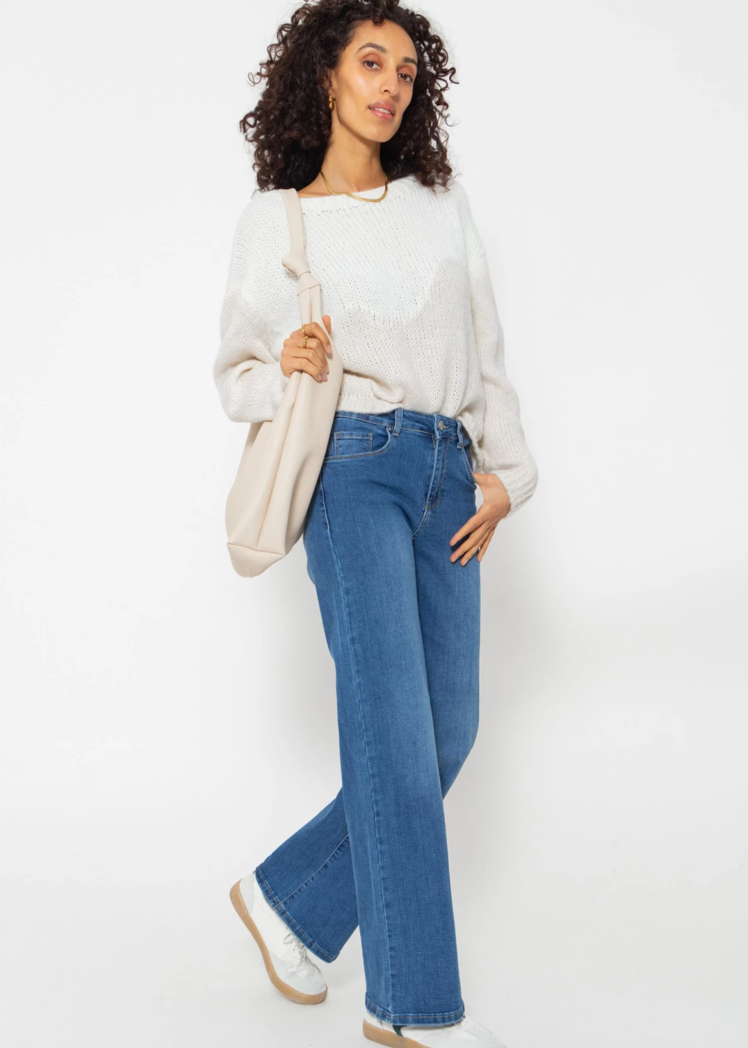 Zweifarbiger Strickpullover - Offwhite-beige 5 Zweifarbiger Strickpullover - Offwhite-beige – Bild 3