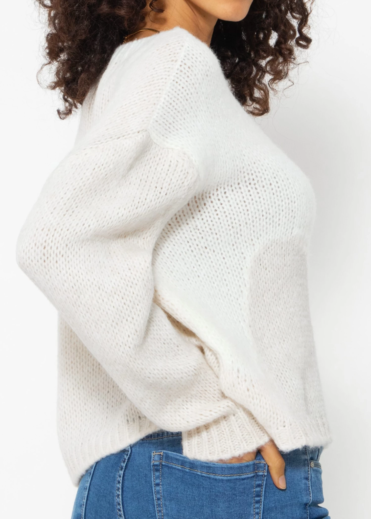 Zweifarbiger Strickpullover - Offwhite-beige 8 Zweifarbiger Strickpullover - Offwhite-beige – Bild 6