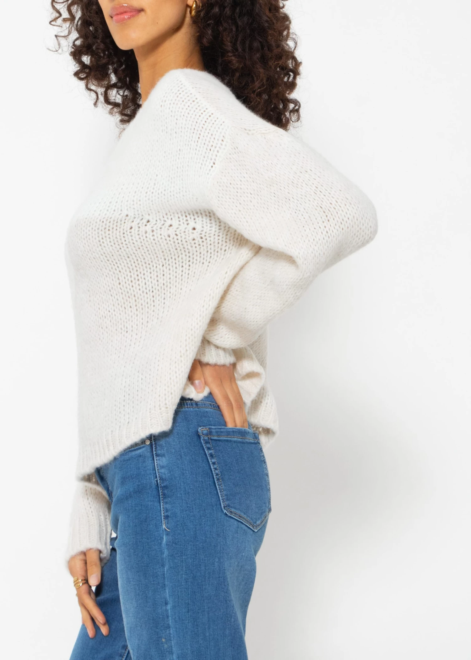 Zweifarbiger Strickpullover - Offwhite-beige 6 Zweifarbiger Strickpullover - Offwhite-beige – Bild 4