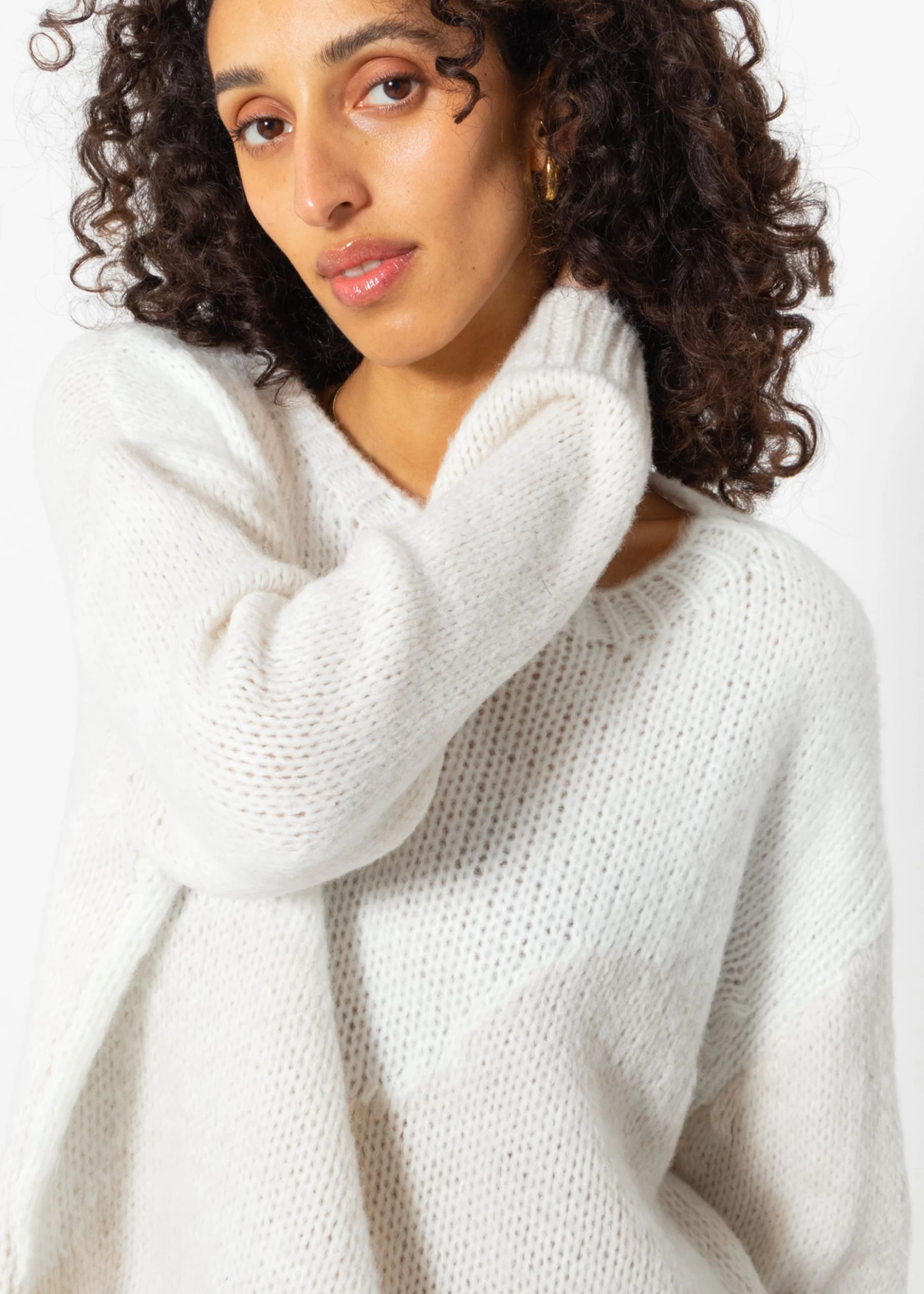 Zweifarbiger Strickpullover - Offwhite-beige 7 Zweifarbiger Strickpullover - Offwhite-beige – Bild 5