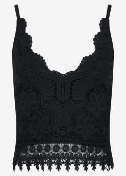 Spitzen-Top, Schwarz -Sassyclassy S0207B3136 BustR4GtI6EP0kRFd