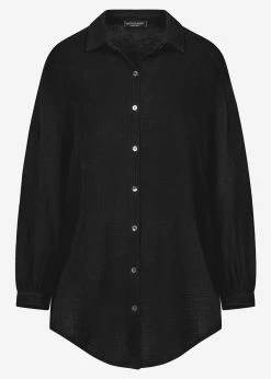 Musselin Bluse Oversize, Schwarz -Sassyclassy S0209B3422 Bust