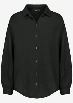 Musselin Bluse Oversize, Kurz, Schwarz -Sassyclassy S0209B3838 Bust