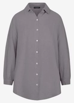 Musselin Bluse Oversize, Taupe 17 Musselin Bluse Oversize, Taupe -Sassyclassy S1202B3795 Bust 2