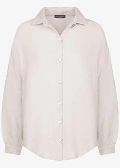 Musselin Bluse Oversize, Kurz, Hellbeige 21 Musselin Bluse Oversize, Kurz, Hellbeige -Sassyclassy S1203B3836 BustPH0IAuBK7iA5V