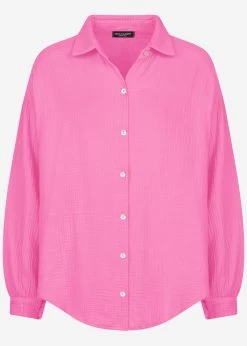 Musselin Bluse Oversize, Kurz, Pink -Sassyclassy S1203B3837 Bust