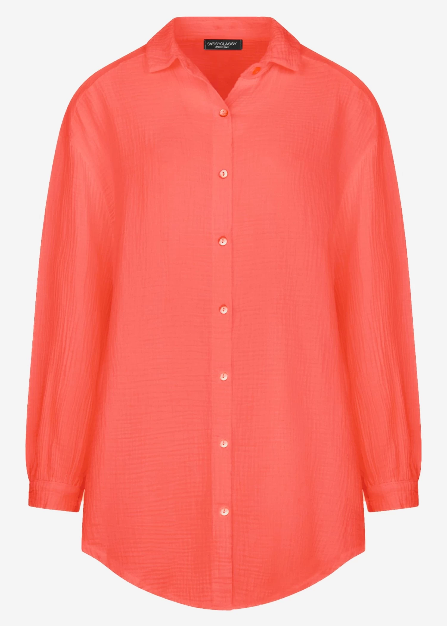 Musselin Bluse Oversize, Koralle 8 Musselin Bluse Oversize, Koralle – Bild 6