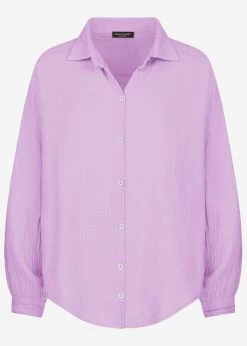 Musselin Bluse Oversize, Kurz, Flieder -Sassyclassy S1204B3943 Bust