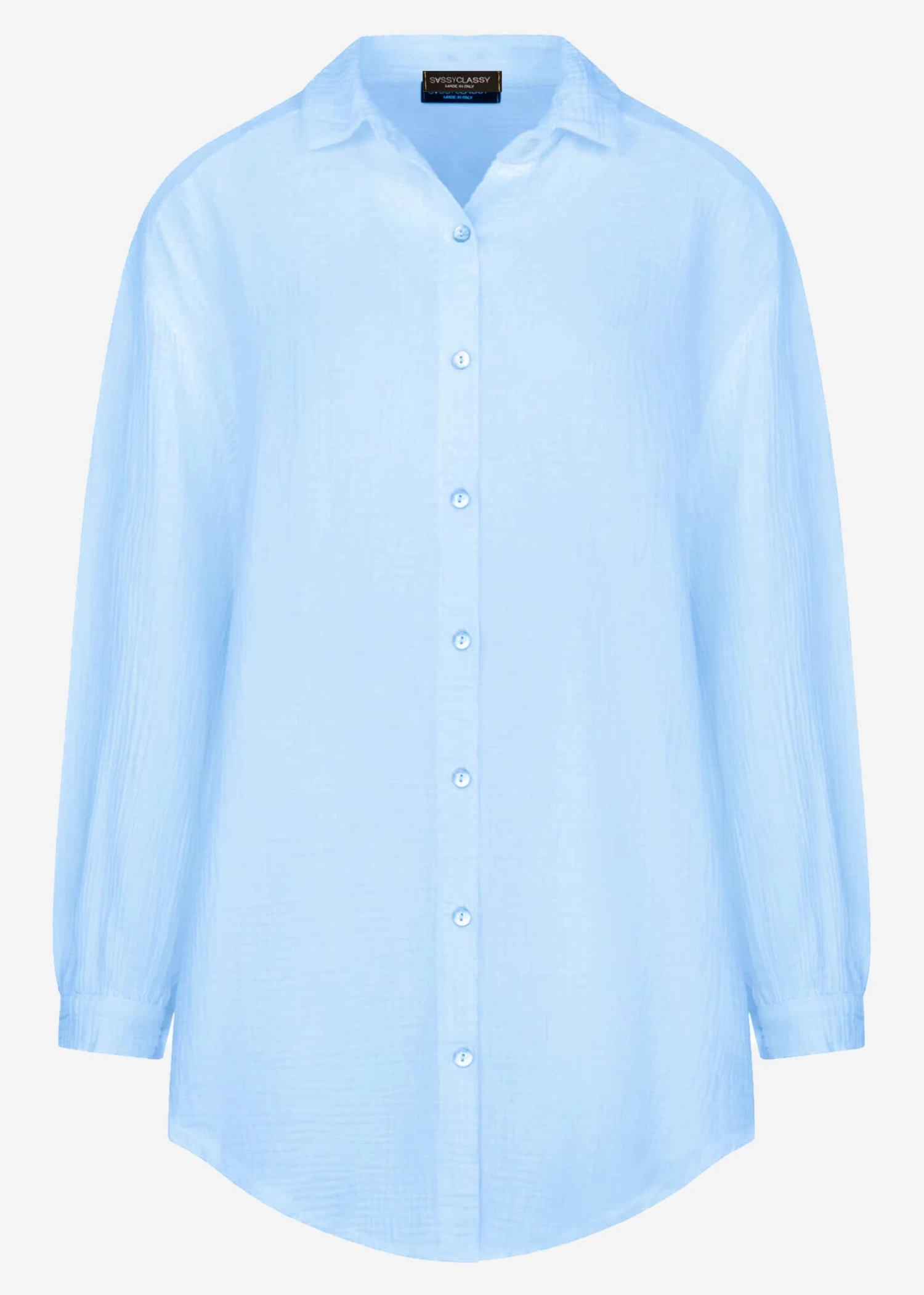 Musselin Bluse Oversize, Hellblau 12 Musselin Bluse Oversize, Hellblau – Bild 10