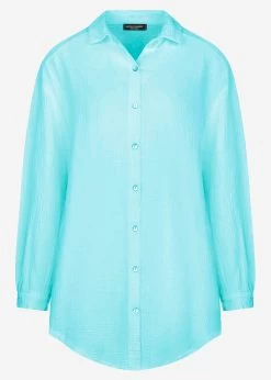Musselin Bluse Oversize, Türkis -Sassyclassy S1205B3985 Bust