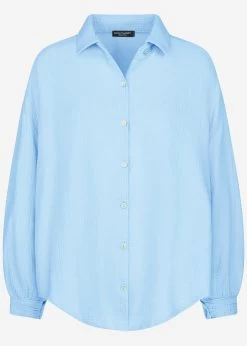 Musselin Bluse Oversize, Kurz, Hellblau -Sassyclassy S1205B3989 Bustfl8vt5OI6tOpb