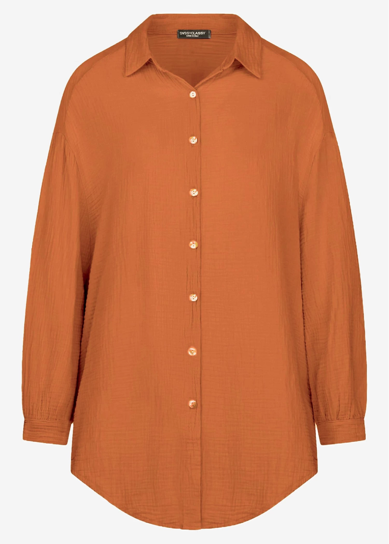 Musselin Bluse Oversize, Cognac 10 Musselin Bluse Oversize, Cognac – Bild 8