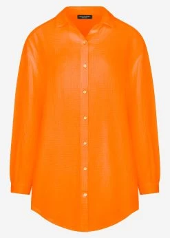 Musselin Bluse Oversize, Orange -Sassyclassy S1209B4228 Bust