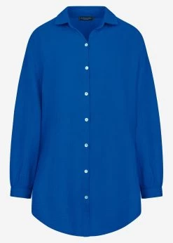 Musselin Bluse Oversize, Royalblau 19 Musselin Bluse Oversize, Royalblau -Sassyclassy S1209B4281 Bust