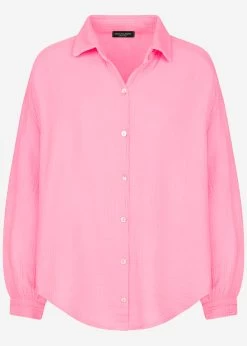 Musselin Bluse Oversize, Kurz, Babyrosa -Sassyclassy S2201B4497 Bust