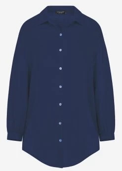 Musselin Bluse Oversize, Dunkelblau -Sassyclassy S2201B4509 Bust