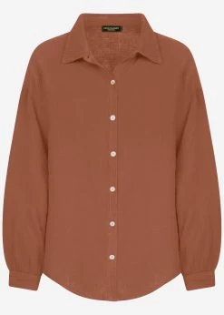 Musselin Bluse Oversize, Kurz, Cafelatte 17 Musselin Bluse Oversize, Kurz, Cafelatte -Sassyclassy S2201B4517 Bust