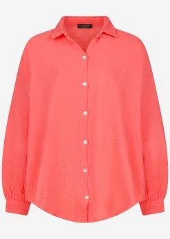 Musselin Bluse Oversize, Kurz, Koralle -Sassyclassy S2205B4714 Bust
