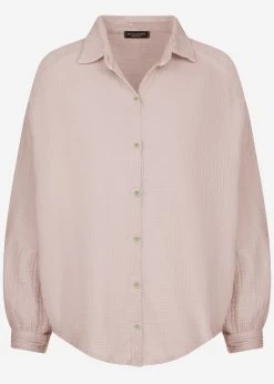 Musselin Bluse Oversize, Kurz, Puderrosa -Sassyclassy S2205B4791 Bust