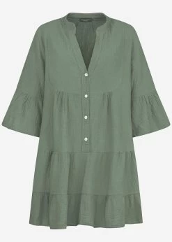 Musselin Kleid, Khaki -Sassyclassy S2206B4796 BustF1lS94iwNwjOQ