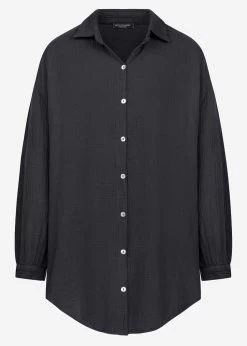 Musselin Bluse Oversize, Dunkelgrau 17 Musselin Bluse Oversize, Dunkelgrau -Sassyclassy S2208B5016 Bust