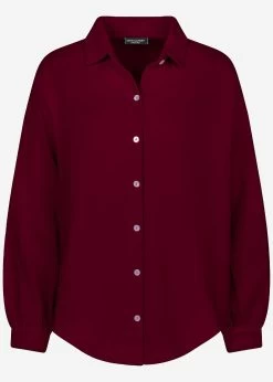 Musselin Bluse Oversize, Kurz, Dunkelrot 15 Musselin Bluse Oversize, Kurz, Dunkelrot -Sassyclassy S2208B5019 Bust