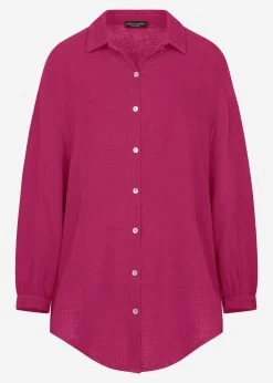 Musselin Bluse Oversize, Fuchsia -Sassyclassy S2208B5032 Bust