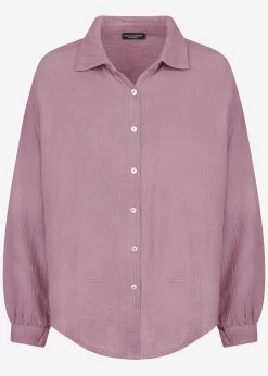 Musselin Bluse Oversize, Kurz, Violett -Sassyclassy S2209B5090 Bust
