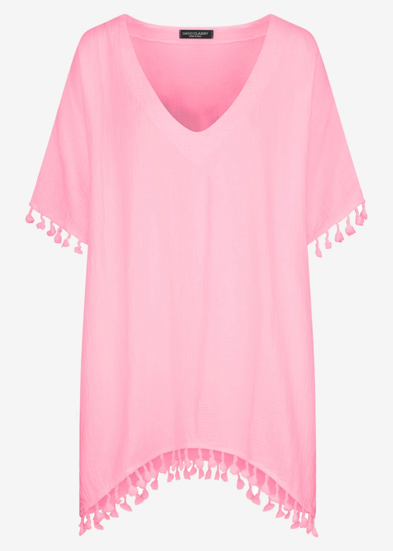 Musselin Tunika Mit Tassels, Babyrosa 11 Musselin Tunika Mit Tassels, Babyrosa – Bild 9