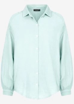 Musselin Bluse Oversize, Kurz, Pastellmint -Sassyclassy S3203B5630 Bust