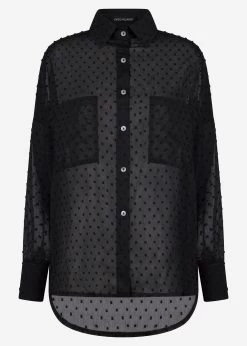 Oversize Plumetis Bluse, Schwarz -Sassyclassy S3203B5656 Bust