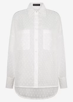 Oversize Plumetis Bluse, Weiß 23 Oversize Plumetis Bluse, Weiß -Sassyclassy S3203B5657 Bust