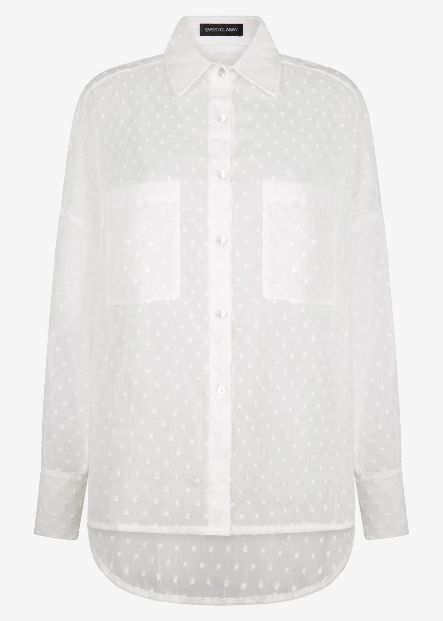 Oversize Plumetis Bluse, Weiß 13 Oversize Plumetis Bluse, Weiß – Bild 11