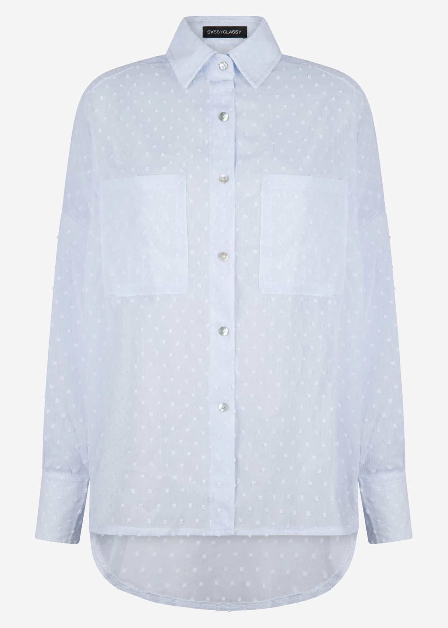 Oversize Plumetis Bluse, Hellblau 12 Oversize Plumetis Bluse, Hellblau – Bild 10