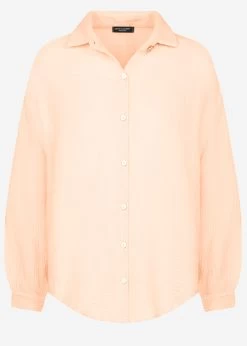 Musselin Bluse Oversize, Kurz, Pastellapricot -Sassyclassy S3204B5854 Bust