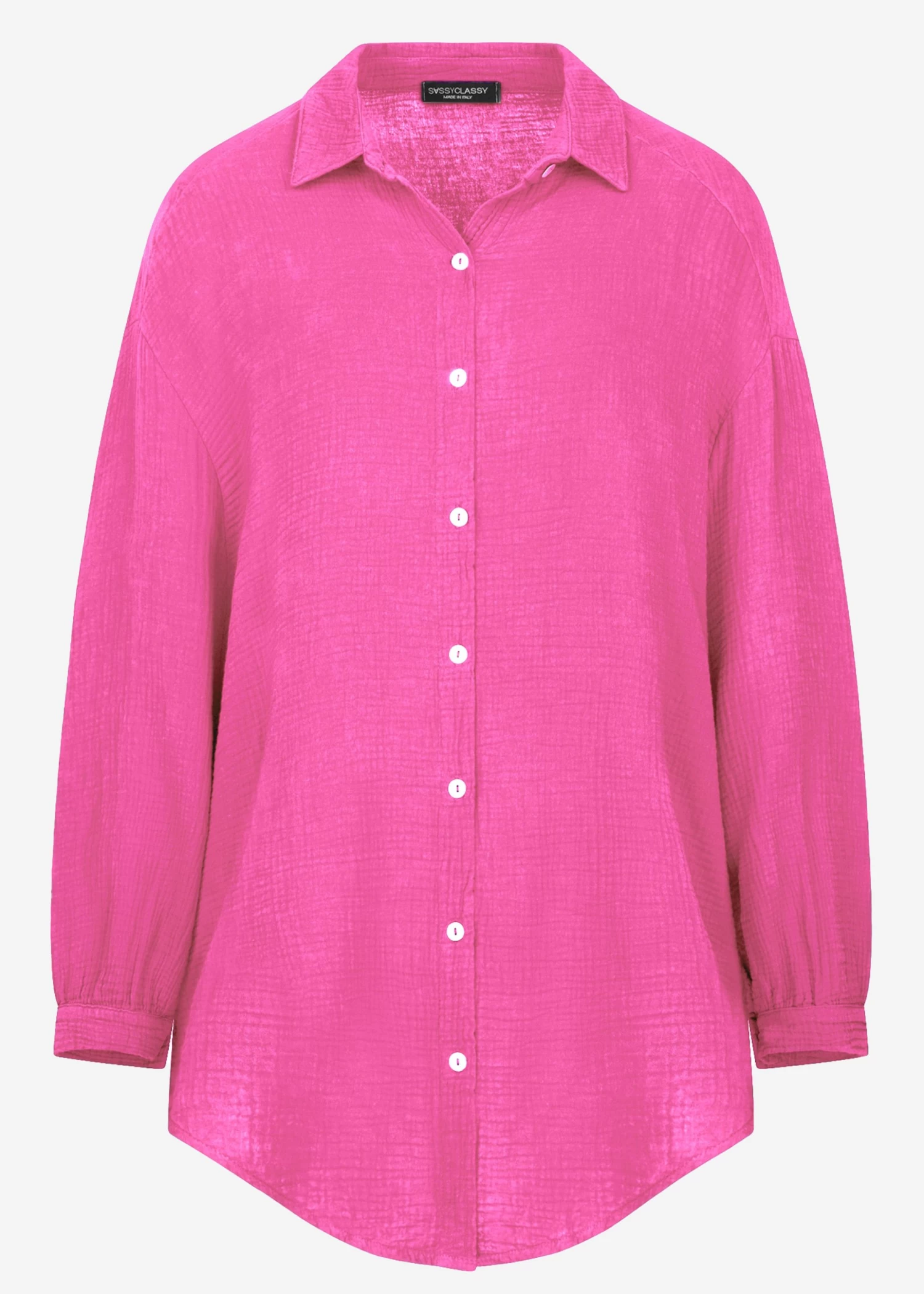 Musselin Bluse Oversize, Orchidee 11 Musselin Bluse Oversize, Orchidee – Bild 9