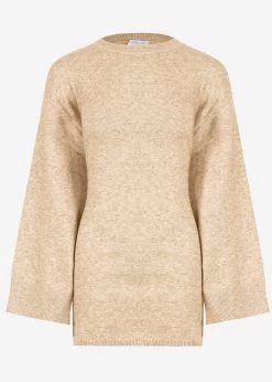 Oversize Pullover Mit Seitenschlitzen - Beige 19 Oversize Pullover Mit Seitenschlitzen - Beige -Sassyclassy S3206B5981 bustm9cjiH79fj8pt