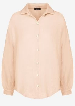 Musselin Bluse Oversize, Kurz, Beige 19 Musselin Bluse Oversize, Kurz, Beige -Sassyclassy S3206B5994 Bust