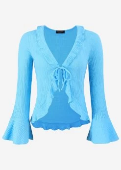 Musselin Cardigan Mit Volants, Blau -Sassyclassy S3207B6067 bust