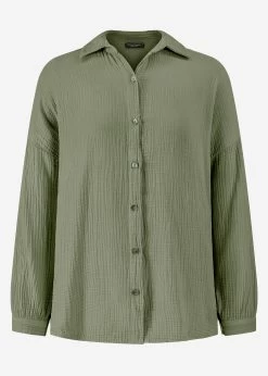 Musselin Bluse Im Regular Fit - Khaki 19 Musselin Bluse Im Regular Fit - Khaki -Sassyclassy S3207B6068 Bust
