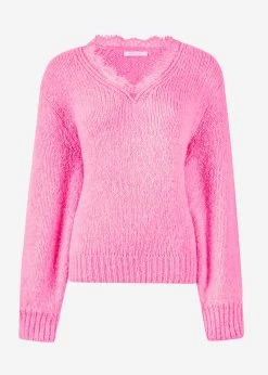 Pullover Mit Spitzen-Ausschnitt - Rosa -Sassyclassy S3207P6096 bust