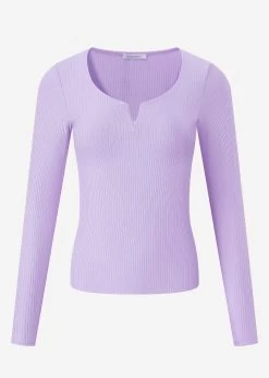 Geripptes Langarmshirt - Flieder 19 Geripptes Langarmshirt - Flieder -Sassyclassy S3208G6207 bust