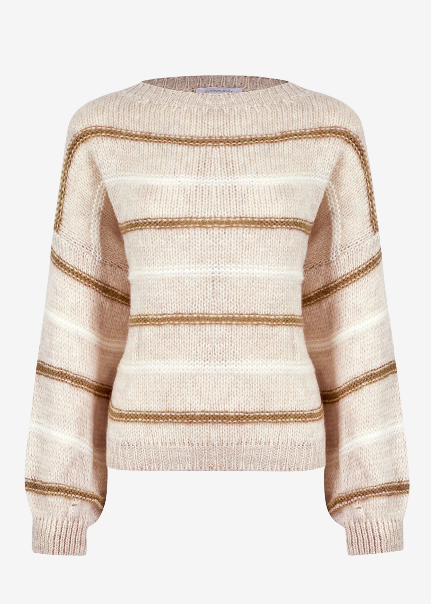 Strickpullover Mit Farbigen Streifen - Hellbeige-beige-offwhite 11 Strickpullover Mit Farbigen Streifen - Hellbeige-beige-offwhite – Bild 9