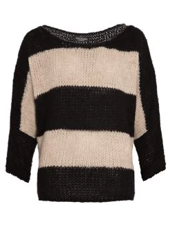 Locker Gestrickter Oversize Pullover- Schwarz-beige 21 Locker Gestrickter Oversize Pullover- Schwarz-beige -Sassyclassy S3208P6307 BustcZcCF1is6RSO7