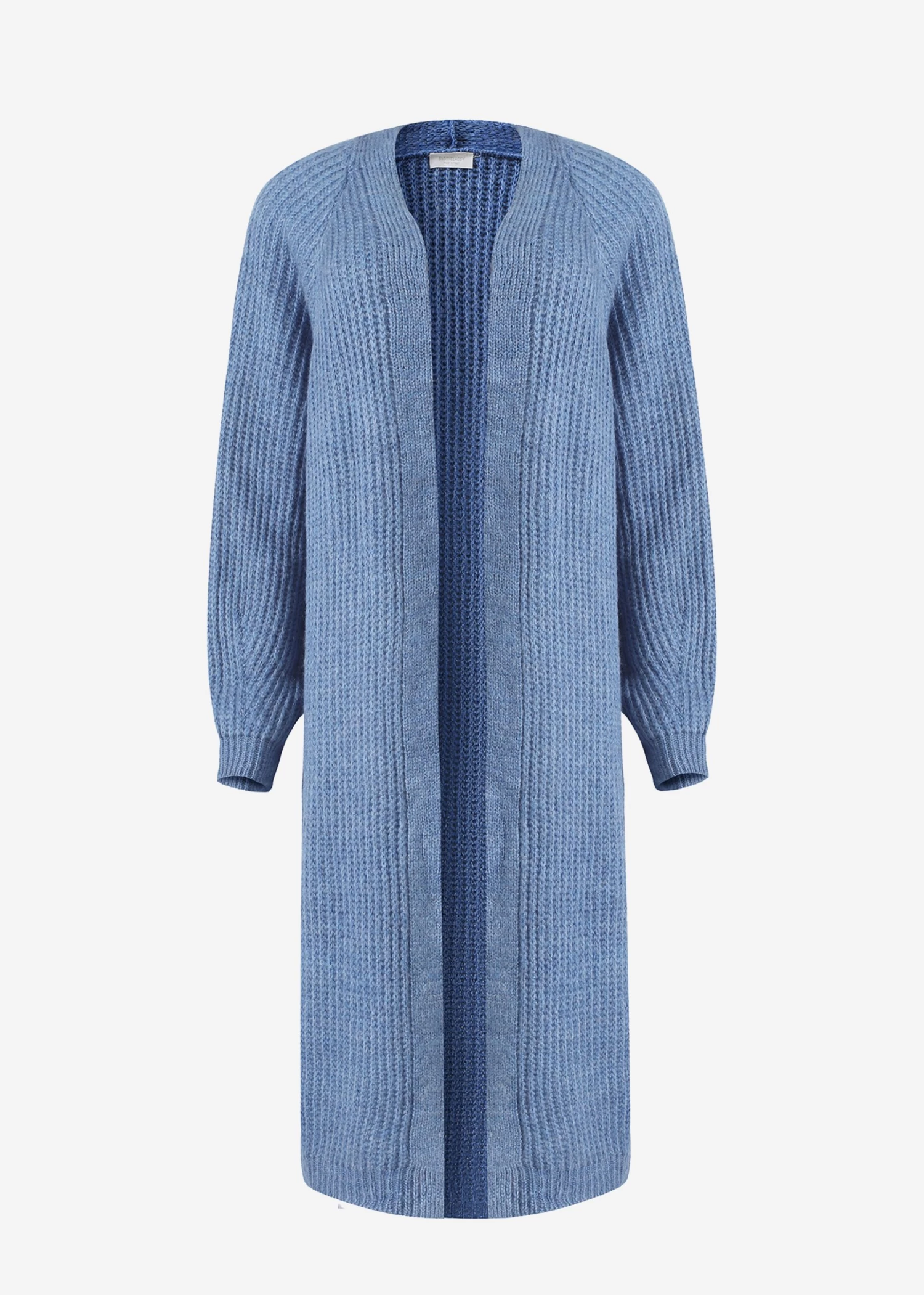 Langer, Gerippter Cardigan - Jeansblau 10 Langer, Gerippter Cardigan - Jeansblau – Bild 8