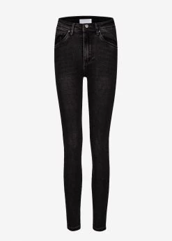 Stretchy Mid Waist Push Up Jeans - Schwarz-grau Meliert -Sassyclassy S3209D6355 Bust