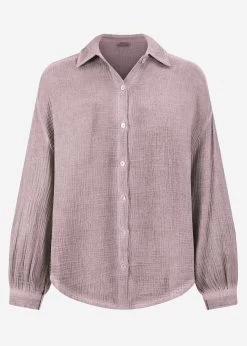 Verwaschene Musselin Bluse - Altrosa 21 Verwaschene Musselin Bluse - Altrosa -Sassyclassy S3209E6408 Bust